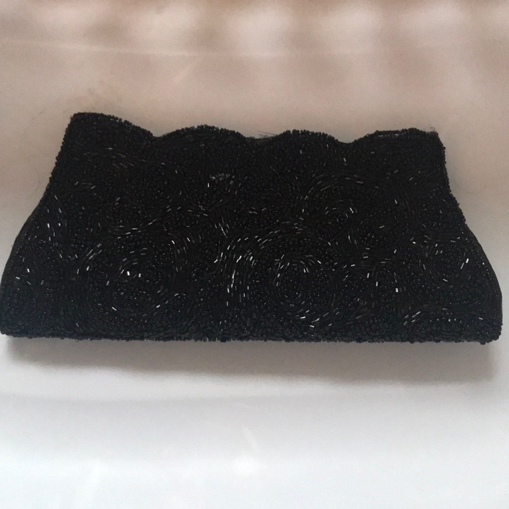 Black beaded clutch